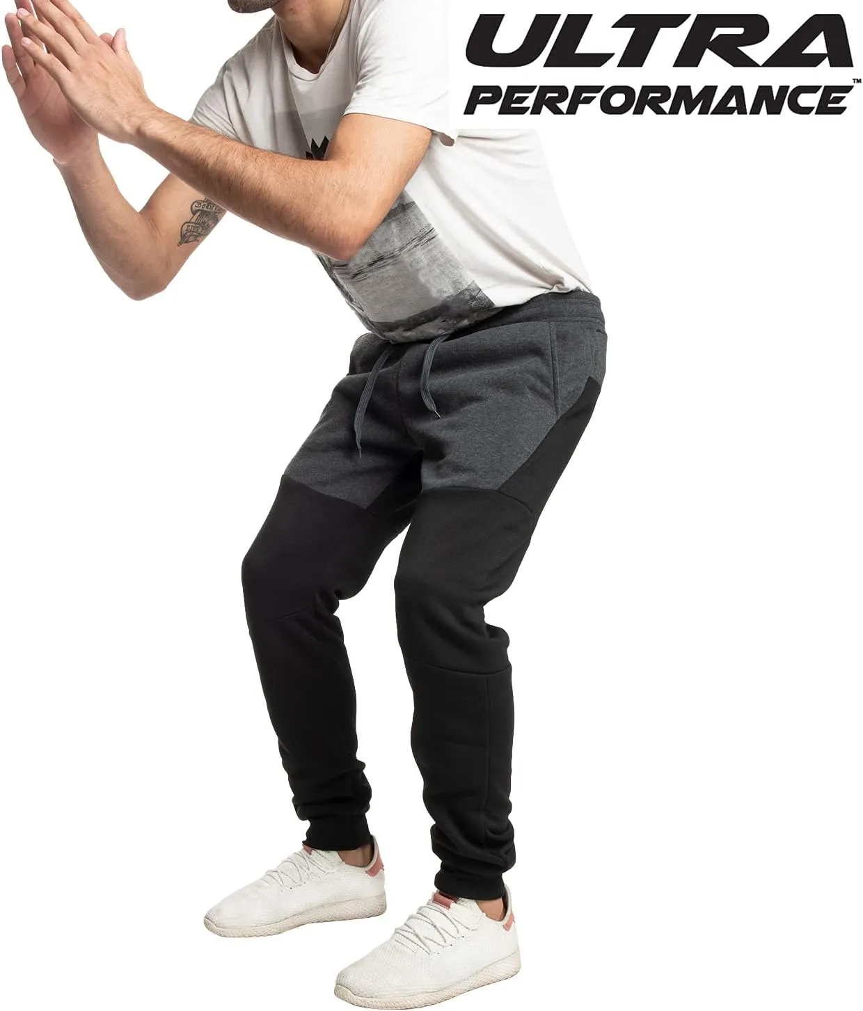 Ultra Performance 3 Pack Fleece Active Tech Joggers for Men, Mens Sweatpants with Zipper Pockets