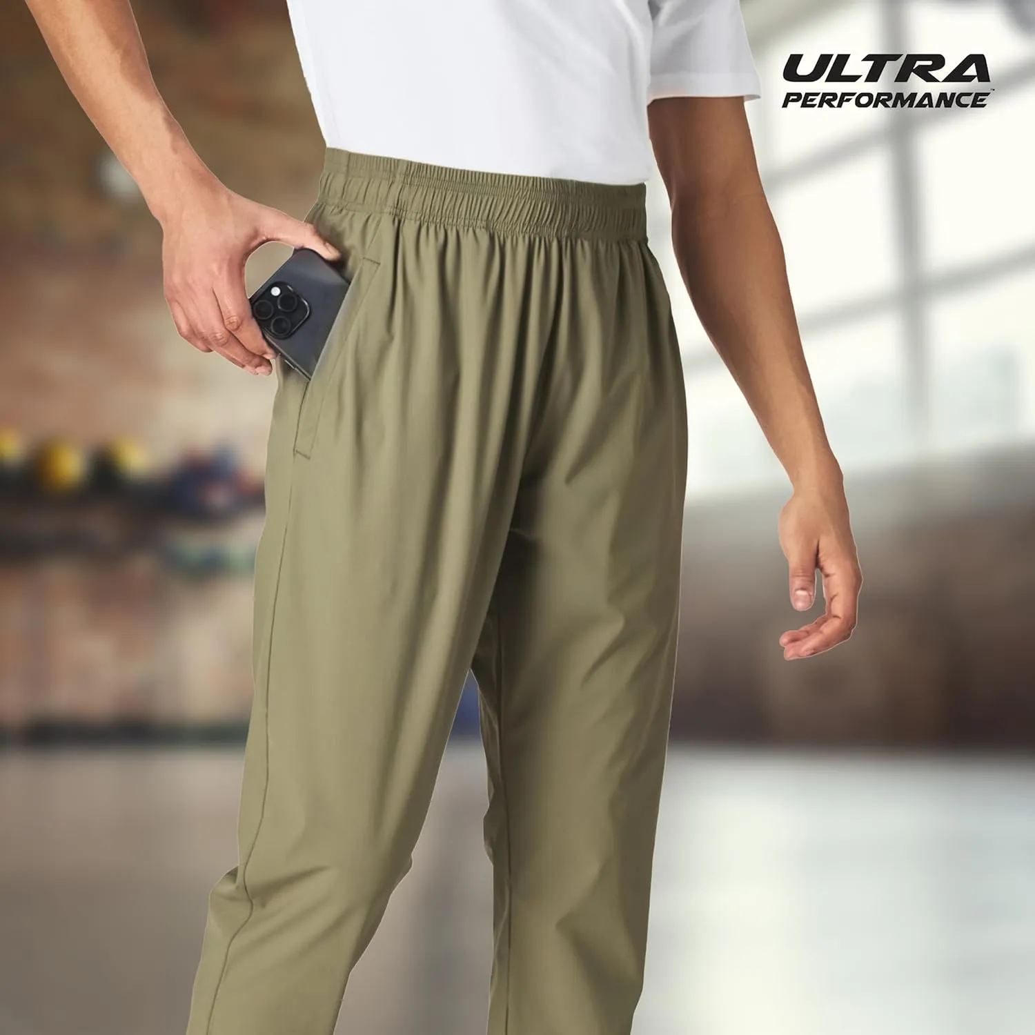 Ultra Performance Men's Athletic Jogger Pants  Stretch Nylon Gym Pants, Active Workout Joggers with Pockets for Men