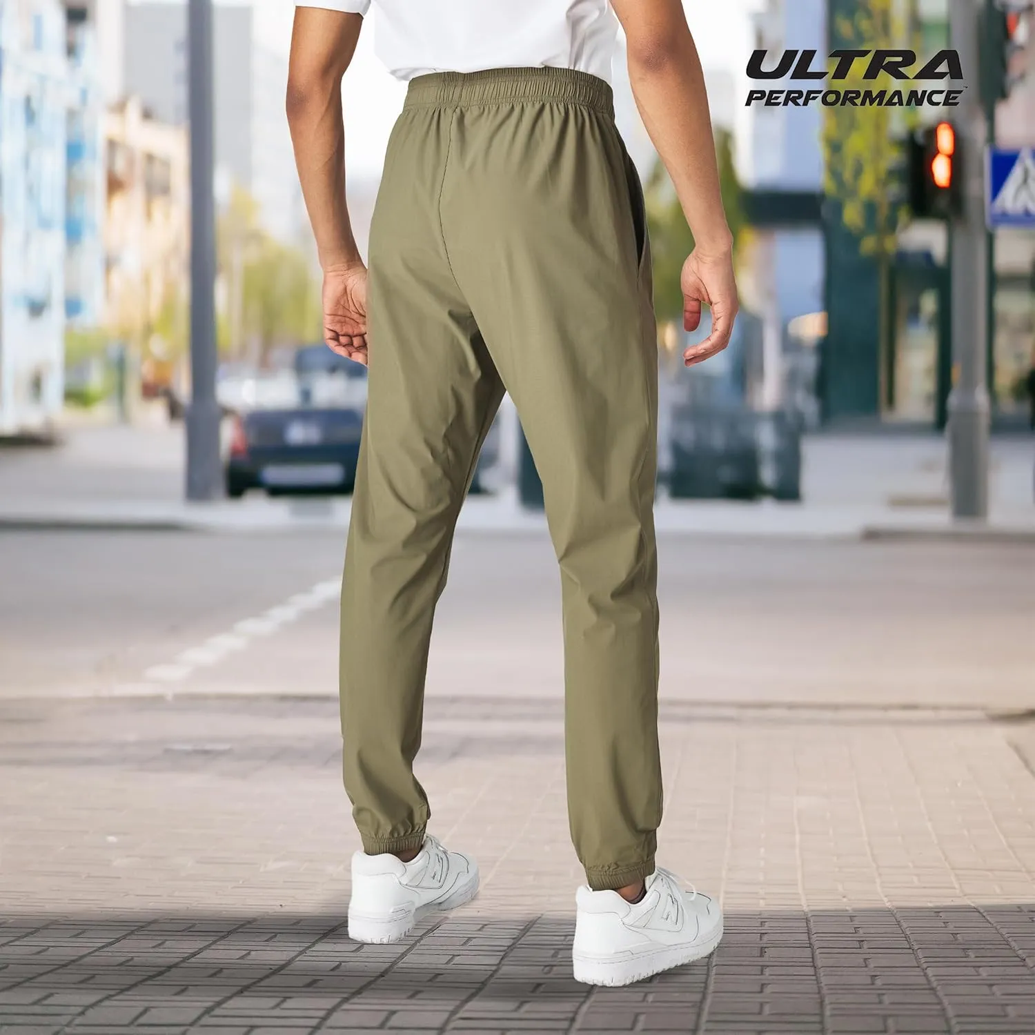 Ultra Performance Men's Athletic Jogger Pants  Stretch Nylon Gym Pants, Active Workout Joggers with Pockets for Men