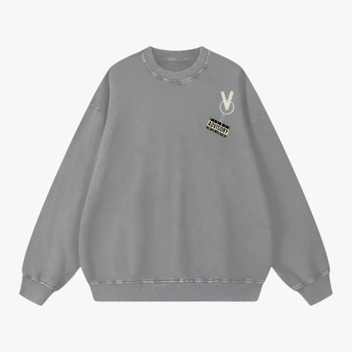 Valvera "Record your voice" Acid Wash Oversize Sweatshirt - 360 GSM