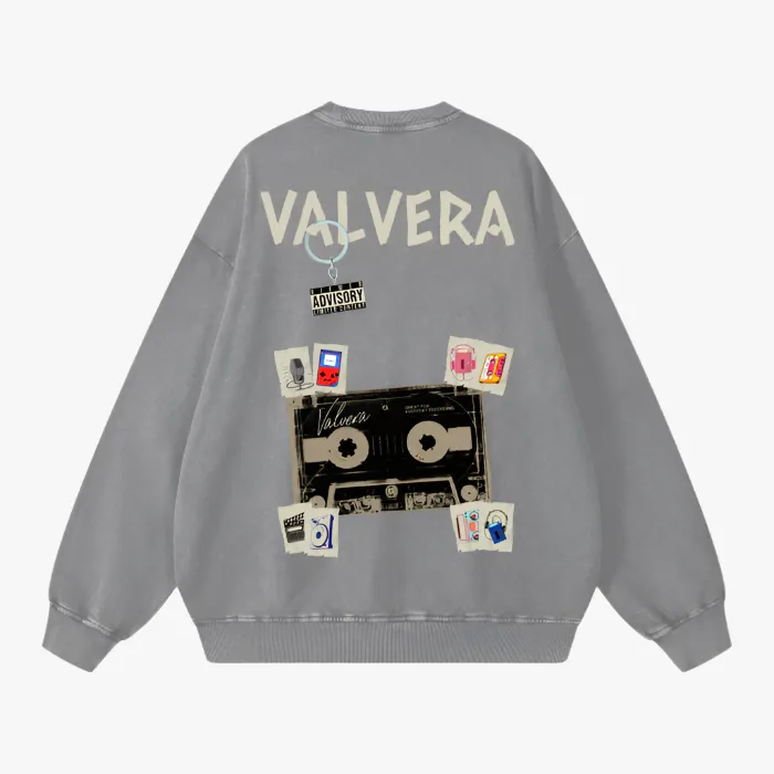 Valvera "Record your voice" Acid Wash Oversize Sweatshirt - 360 GSM