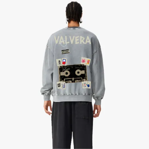 Valvera "Record your voice" Acid Wash Oversize Sweatshirt - 360 GSM