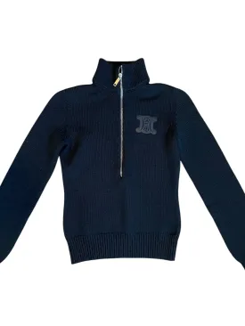 Vintage Celine Logo Half Zip Sweater Black DXBK0178