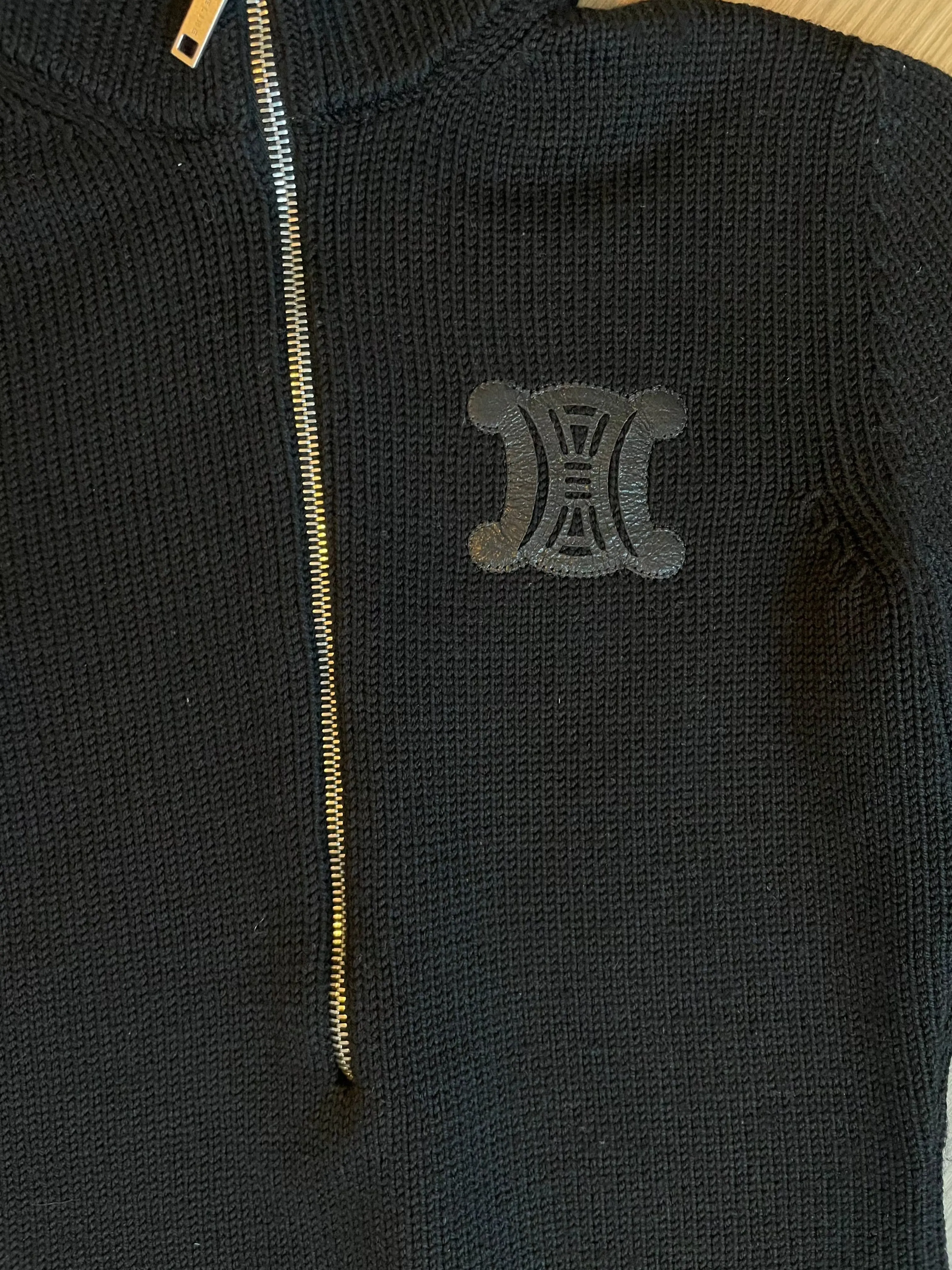 Vintage Celine Logo Half Zip Sweater Black DXBK0178