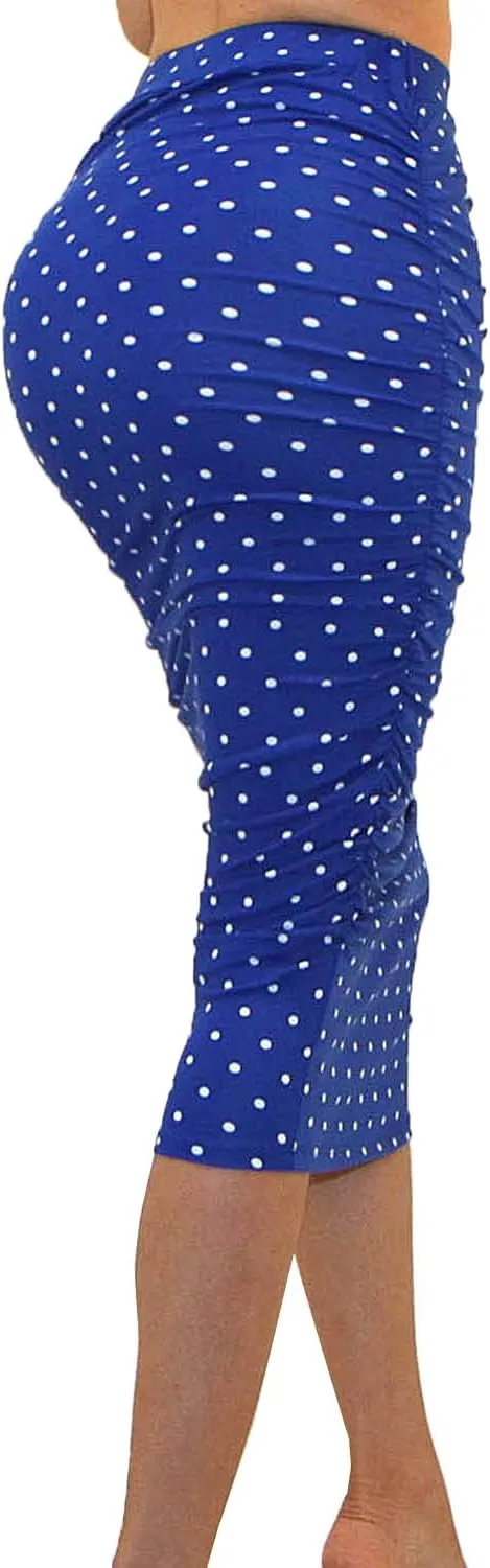 Vivicastle Women's USA Ruched Frill Ruffle High Waist Pencil Mid-Calf Skirt
