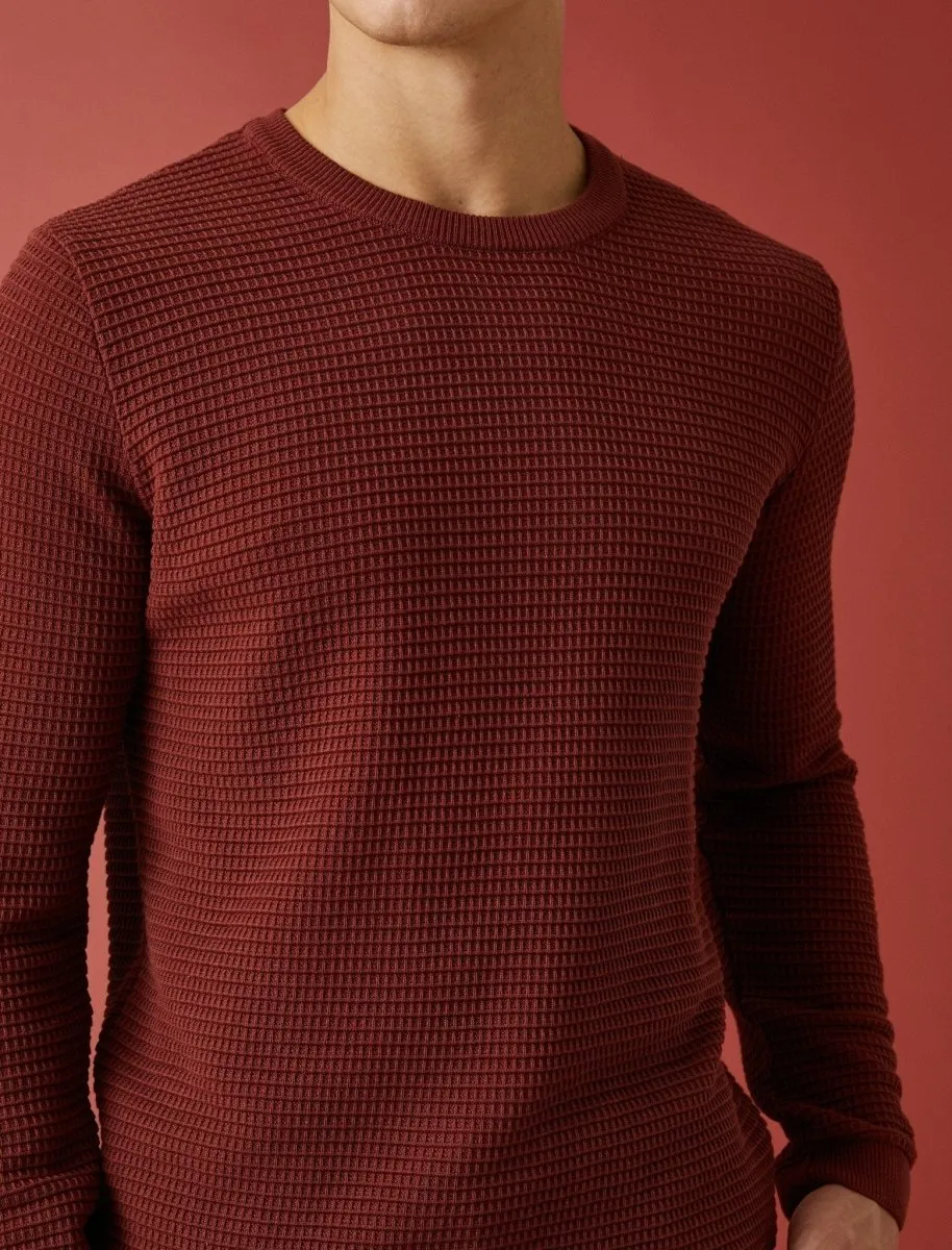 Waffle Knit Sweater in Brown