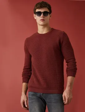 Waffle Knit Sweater in Brown