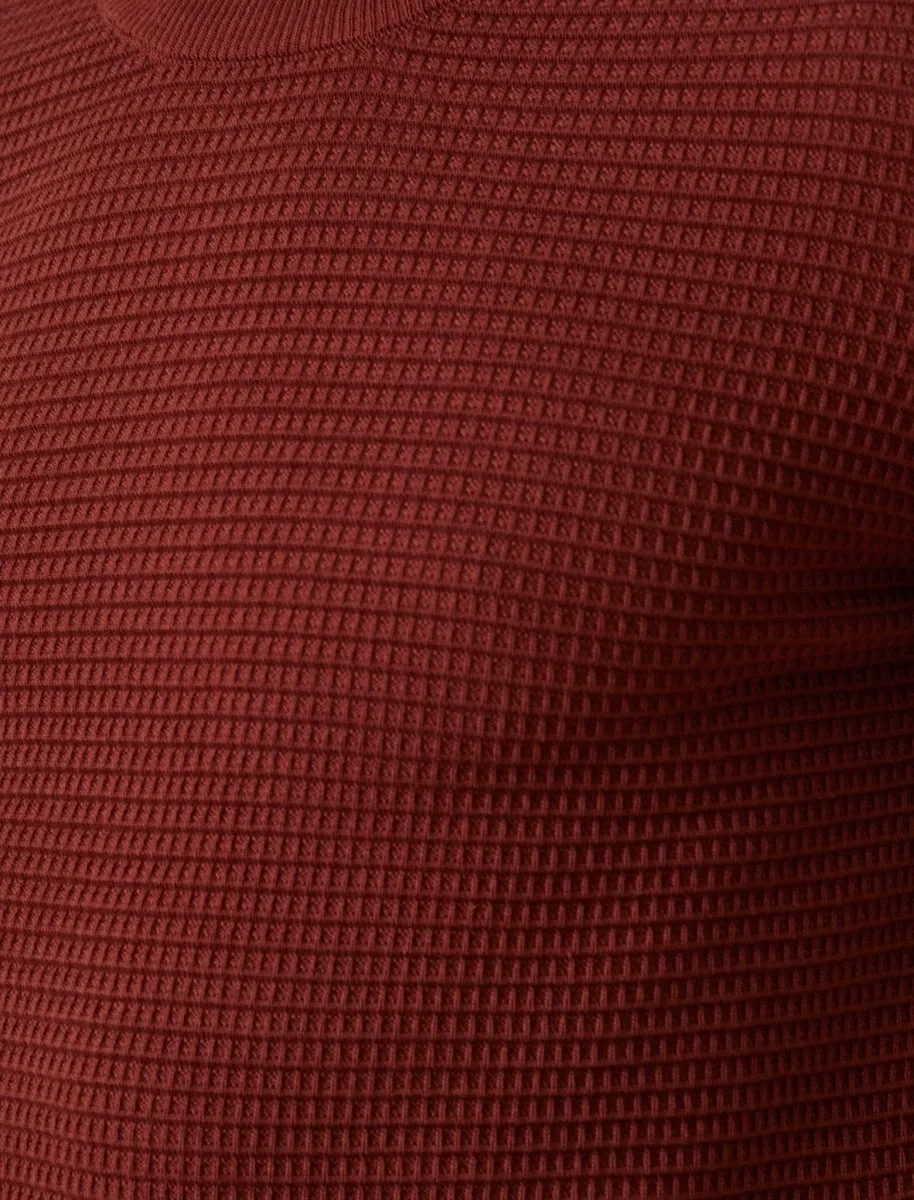 Waffle Knit Sweater in Brown