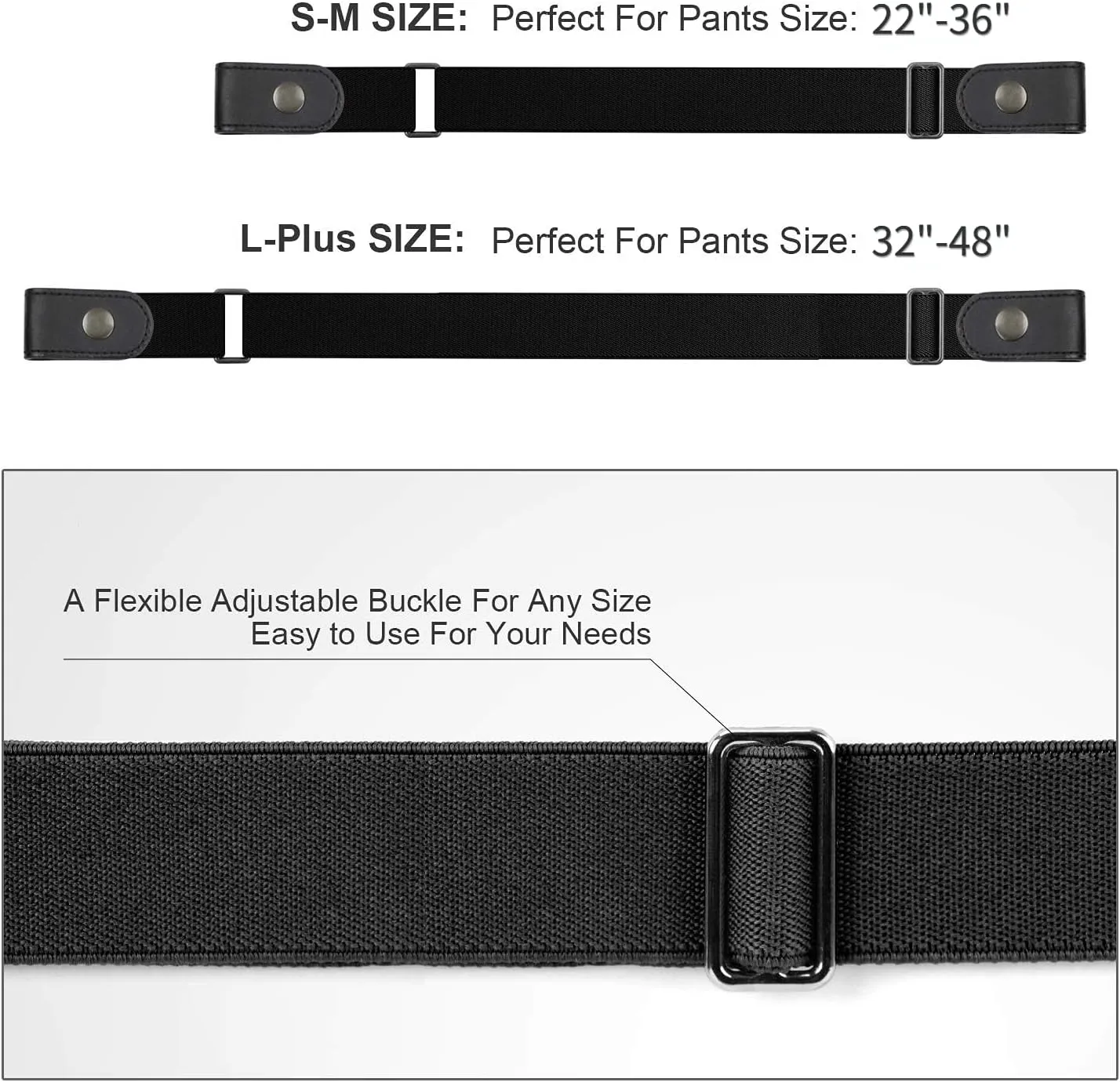 WHIPPY 3 Pieces 4 Pieces Buckle Free Adjustable Women Belt, No Buckle Invisible Elastic Belt for Jeans Pants