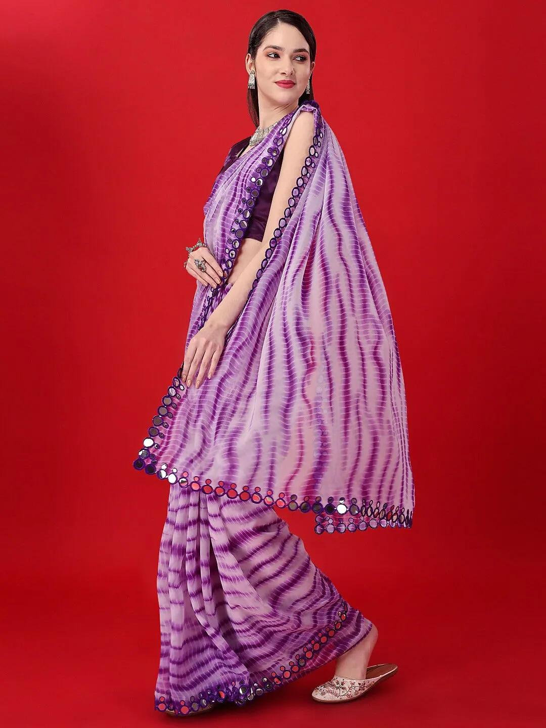 Women Party Wear Sibori Panted Saree with Un-Stitched Blouse
