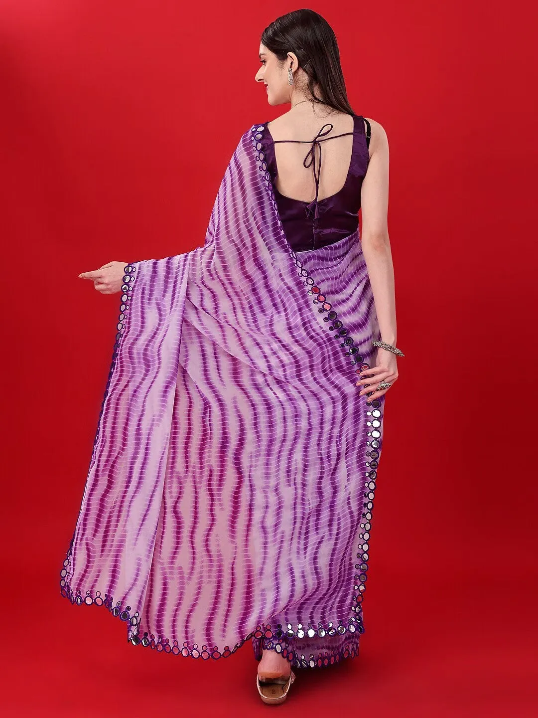 Women Party Wear Sibori Panted Saree with Un-Stitched Blouse