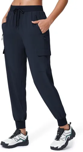 Women's Cargo Joggers Quick Dry Hiking Joggers UPF 50  Lightweight Athletic Jogger Pants Travel Water Resistant