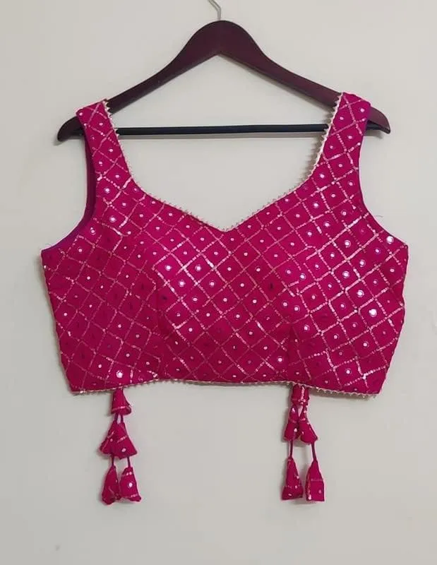 Women's Party Wear Bollywood Pure Georgette Readymade Style Saree Blouse Crop Top Choli