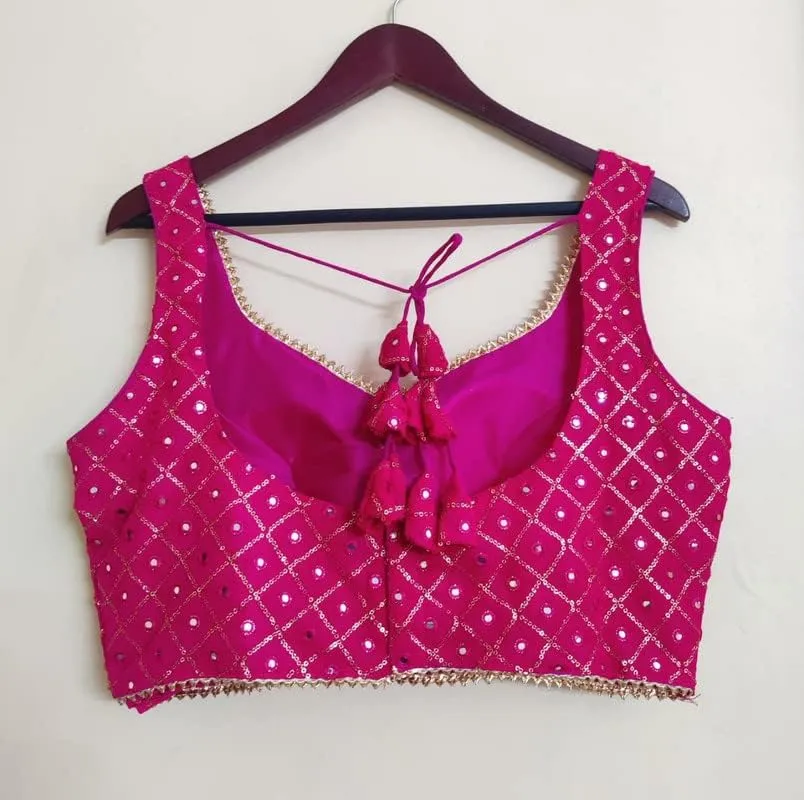 Women's Party Wear Bollywood Pure Georgette Readymade Style Saree Blouse Crop Top Choli