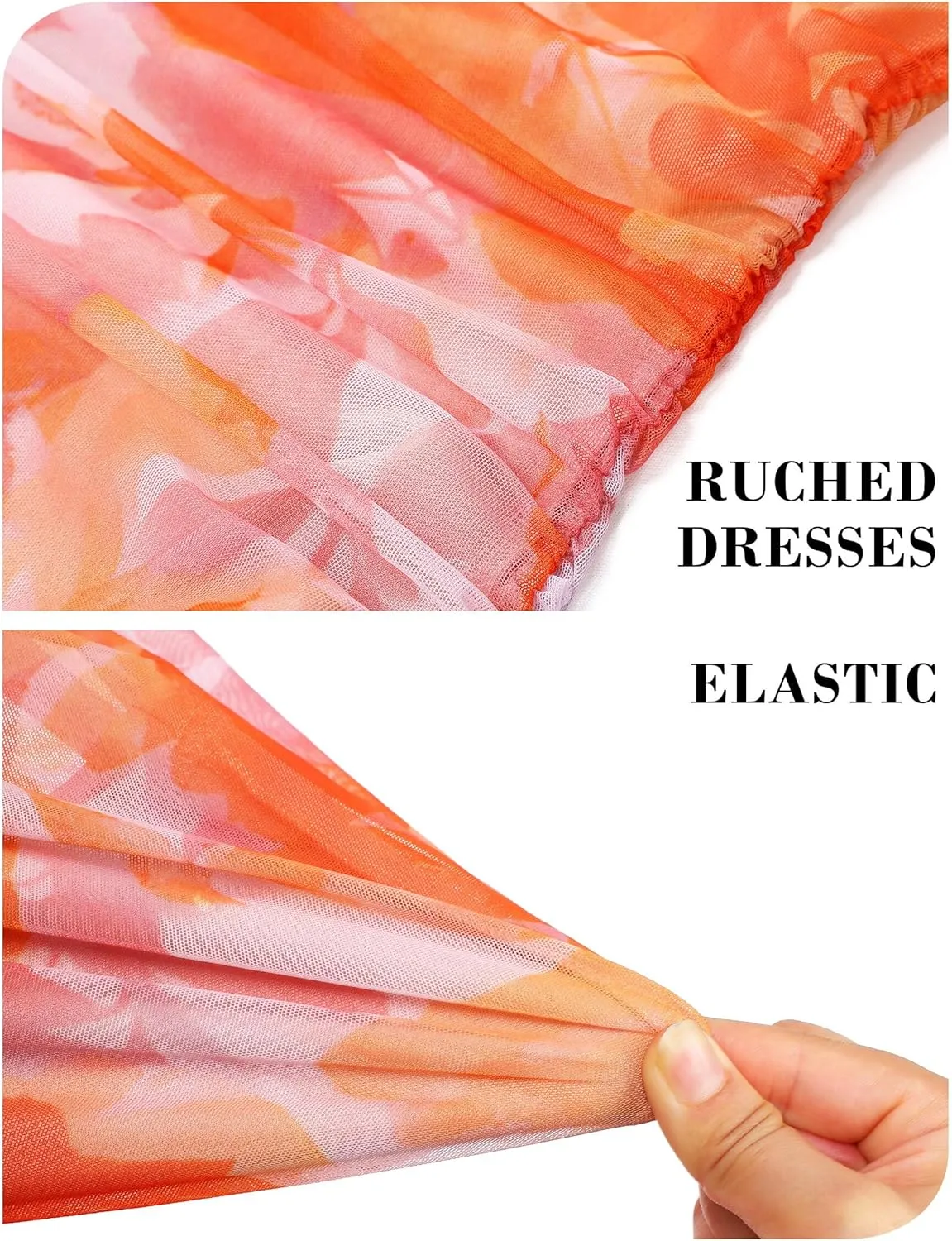Women's Summer One Off Shoulder Long Midi Dresses Wedding Guest Floral Ruched Mesh Dress Cocktail Party 2025
