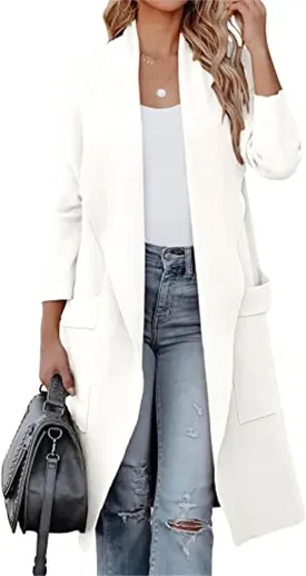Womens Trench Coats Cardigan Jacket Lapel Open Front Jacket Wool Blend Coat Lightweight Winter Jackets for Women
