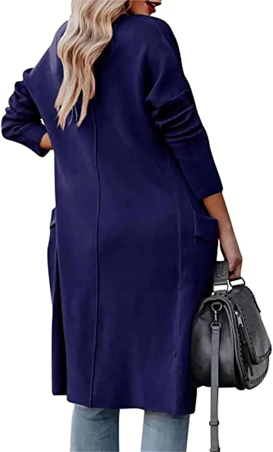 Womens Trench Coats Cardigan Jacket Lapel Open Front Jacket Wool Blend Coat Lightweight Winter Jackets for Women