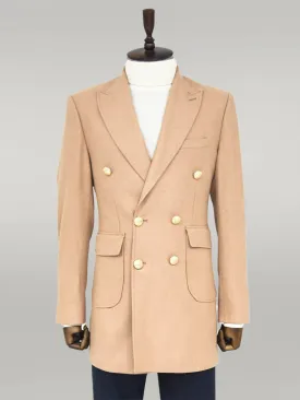 WSS Metal Buttoned Double Breasted Cream Men Coat  - Singen