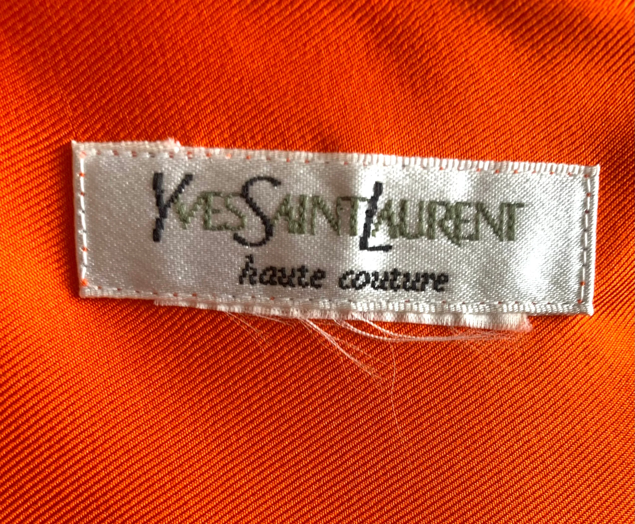 Yves Saint Laurent Orange Silk Blouse and Pants Ensemble