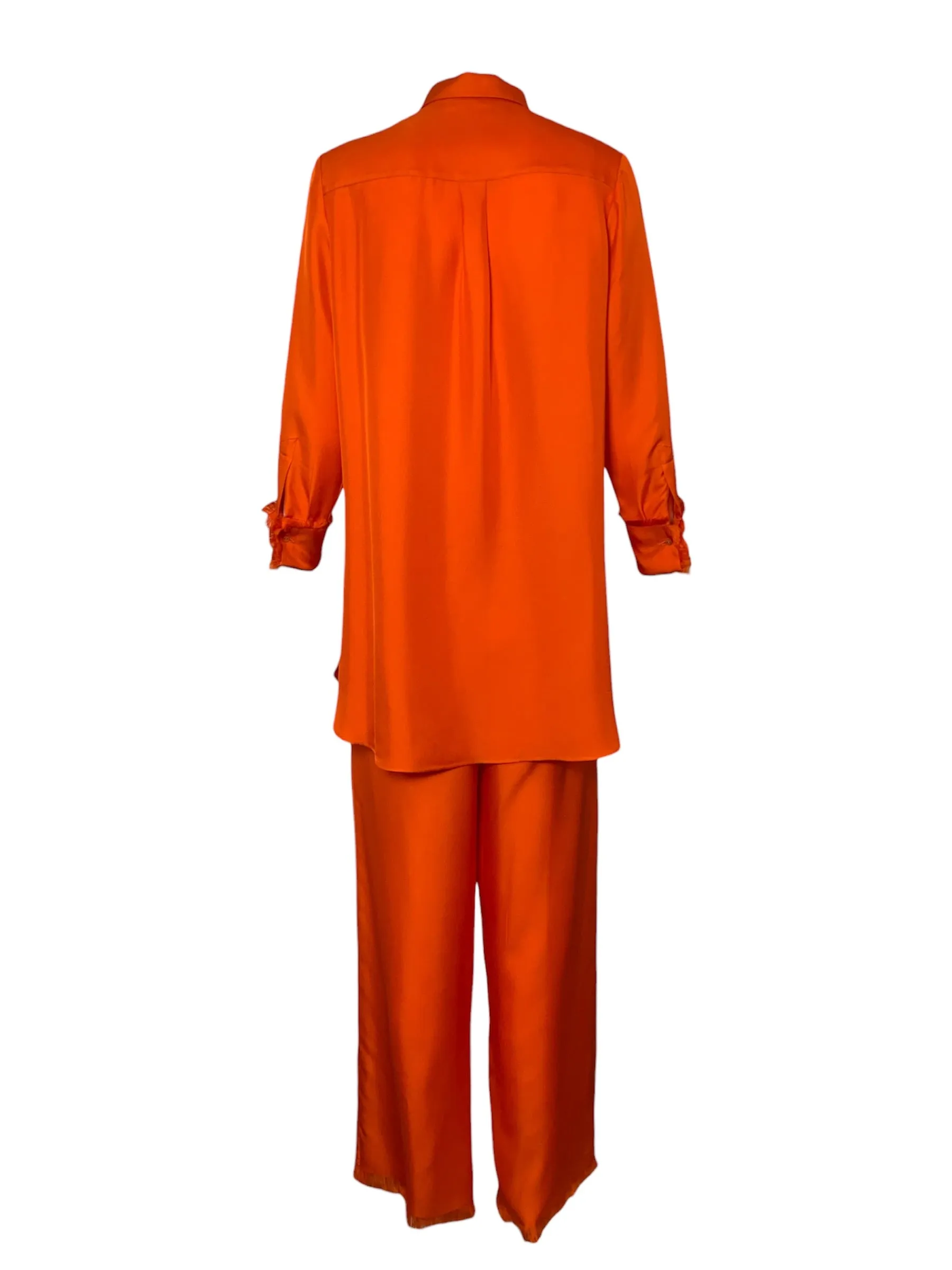 Yves Saint Laurent Orange Silk Blouse and Pants Ensemble